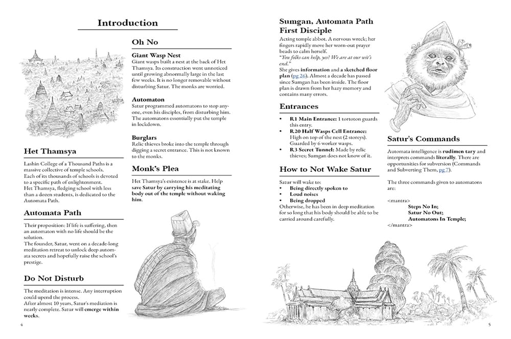 Example pages of the adventure
