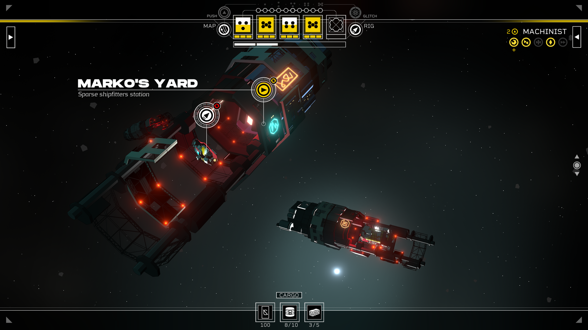 A Citizen Sleeper 2 screenshot showing Marko's Yard.