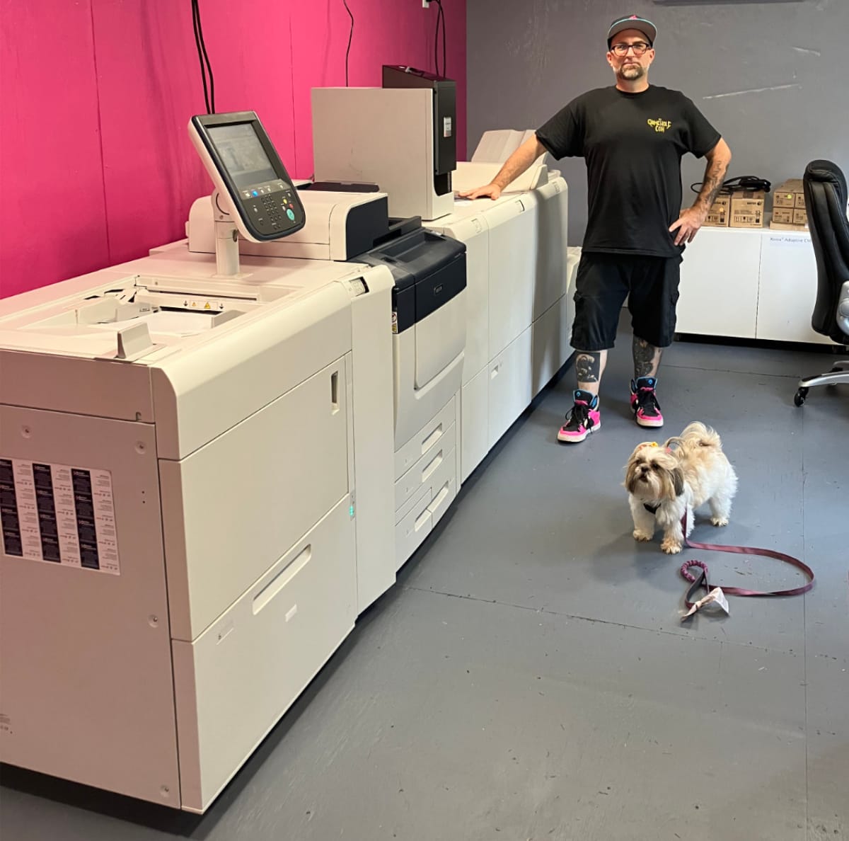 Brian at his printer the Würm Contaiment Unit