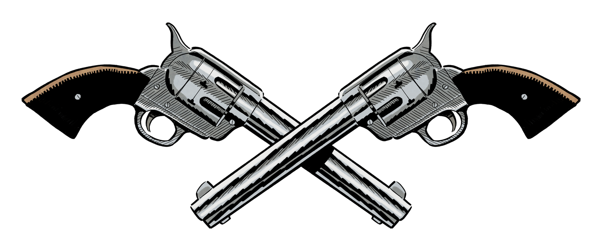 A pair of crossed revolvers.