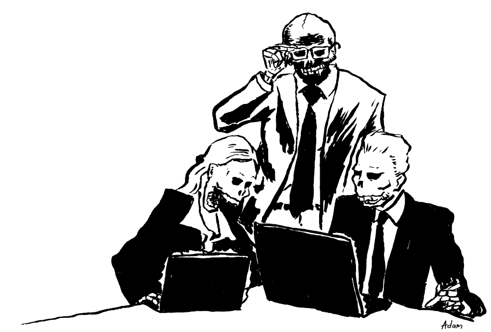 Three very busy undead business people