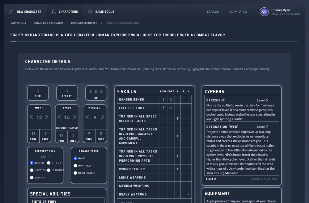 Cypher Tools: The Cypher System Character Builder Is Now Live!