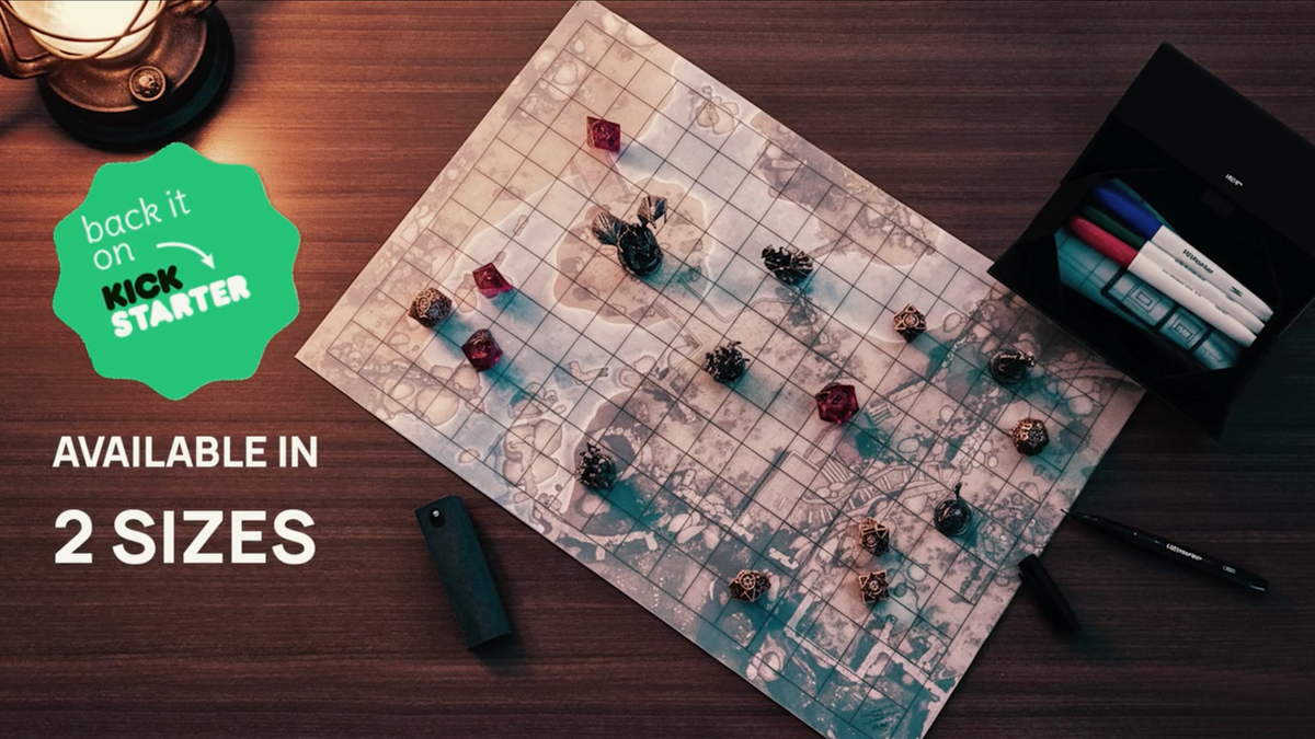 HEYtrace Battle Mat- Traceable Reusable Curl-Free D&D Mat