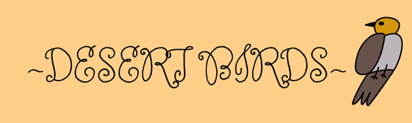 Desert Birds text logo wirth a bird next to it