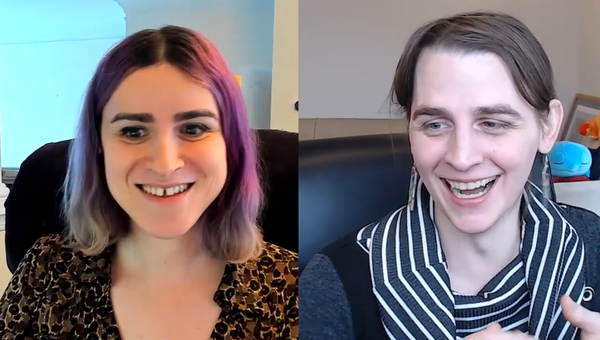 Erin Reed and Rep. Zooey Zephyr smiling on a video call.