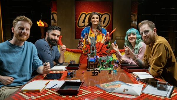 Anjali Bhimani, Luis Carazo, Ginny Di, fan designer Lucas Bolt, and LEGO designer Jordan Scott at the LEGO House in Denmark