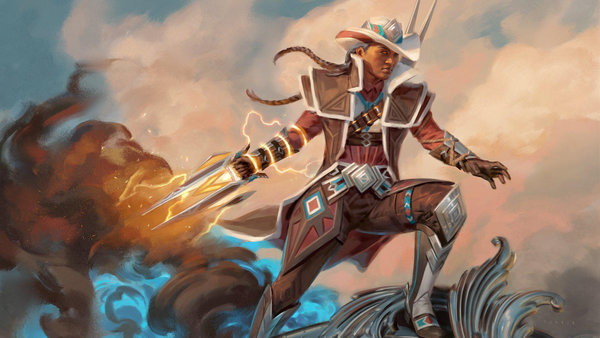 Card art for Annie Flash, the Veteran from Magic: The Gathering's Outlaws of Thunder Junction set