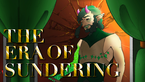 The image depicts digital art of Fedrin, a pale person before a broken mirror.