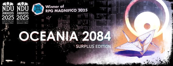 Oceania 2084 Receives No Dice Unrolled Reviewer’s Choice Game of the Year and Best Setting Awards